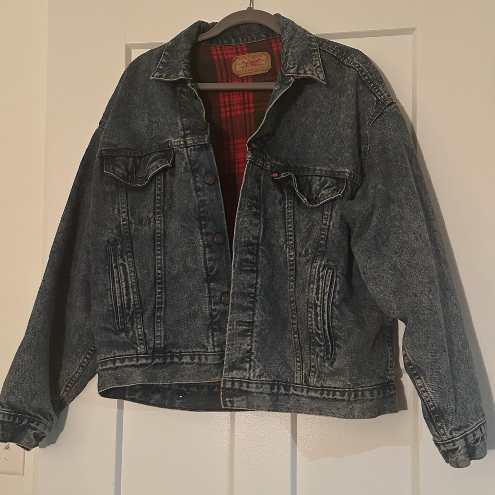 Vintage Levi's Denim Jacket with Red Plaid Lining